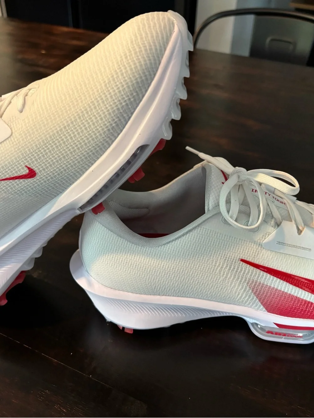 Nike White and Red Men’s Athletic Golf Shoes